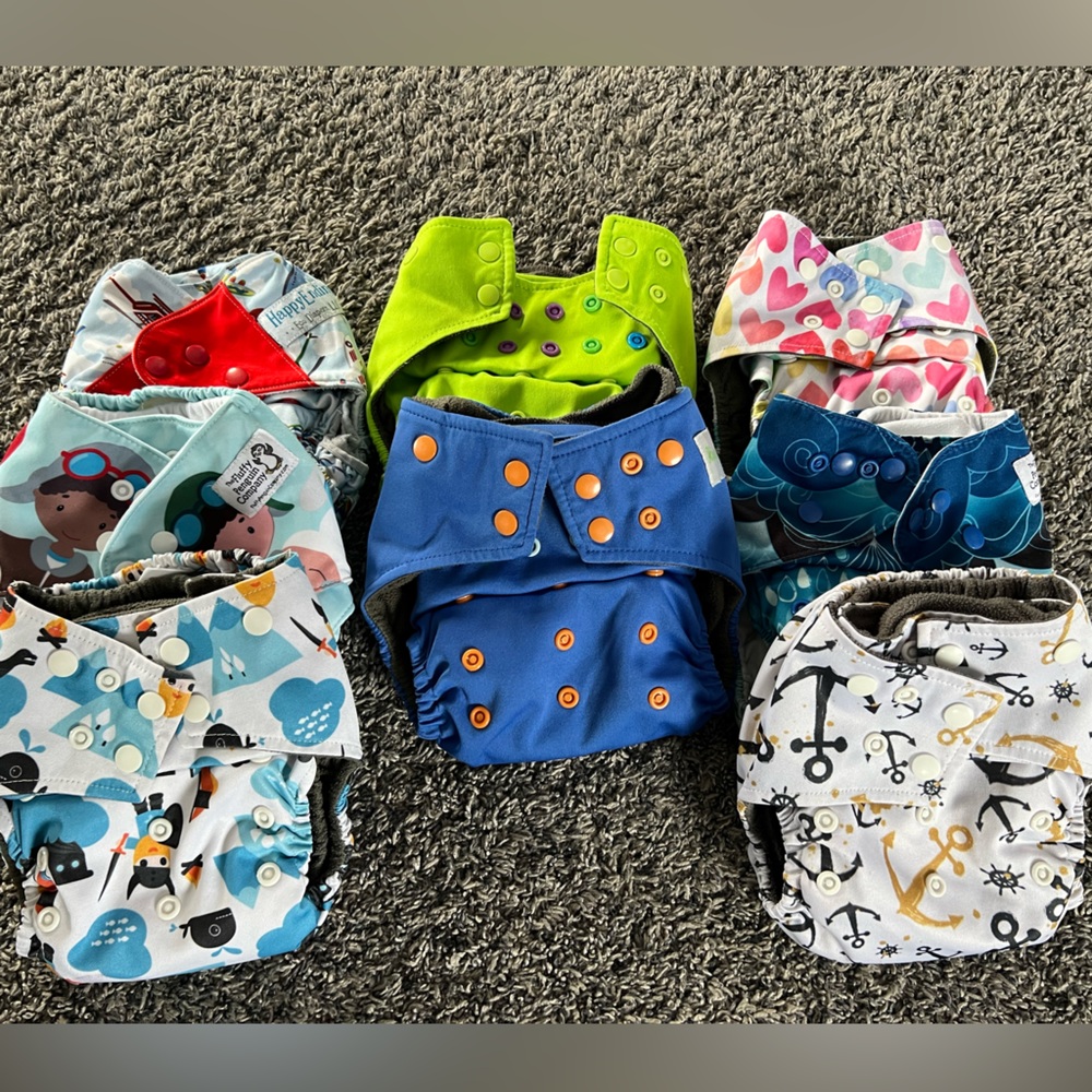 8 AIO cloth diapers